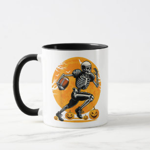 Halloween-Skelett-Fußballspieler läuft Tasse