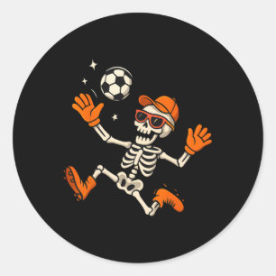 Halloween-Skelett-Fußballspieler-Sportfan-Grafik Runder Aufkleber