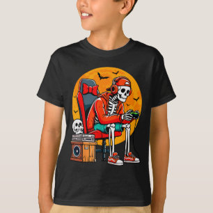 Halloween Skelett Gamer Lustiges Video Gaming Hall T-Shirt