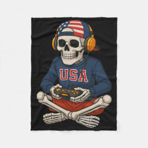Halloween-Skelett-Gamer-Video-Gaming-lustiges Skel Fleecedecke