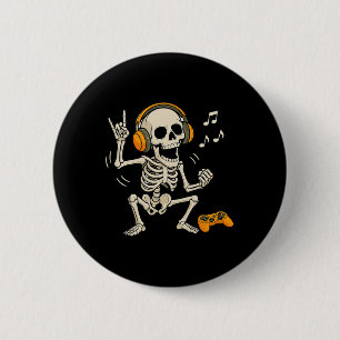 Halloween-Skelett-Gamer-Videospiel-Funny-Skelett Button