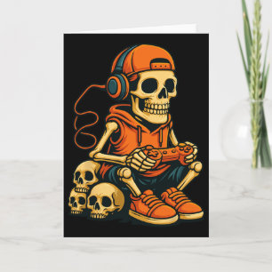 Halloween-Skelett-Gamer-Videospiel-Ghost-Hallow Karte