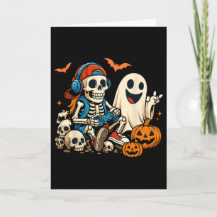 Halloween-Skelett-Gamer-Videospiel-Ghost-Hallow Karte