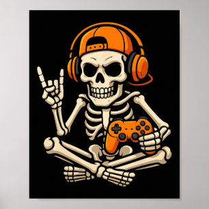 Halloween-Skelett-Gamer-Videospiel-Jugendlicher  Poster