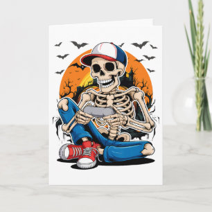 Halloween-Skelett-Gamer-Videospiel-Jungen-Männer-K Karte