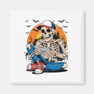 Halloween-Skelett-Gamer-Videospiel-Jungen-Männer-K Magnet