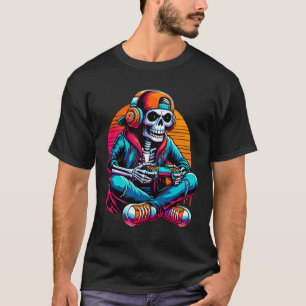 Halloween Skelett Gamer Videospiel  T-Shirt