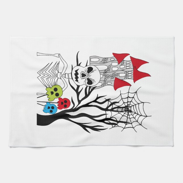 Halloween-Skelett   Geschirrtuch (Horizontal)