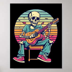 Halloween Skelett Gitarrenrock und Roll Nd Poster