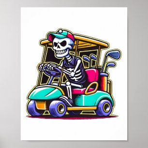 Halloween-Skelett-Golfwagen-Golfer 1 Poster