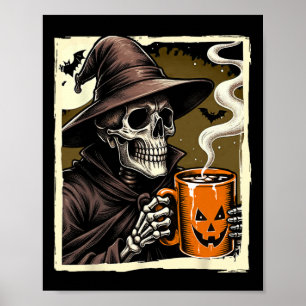 Halloween Skelett Heiße Kakao Tote Innen Spooky Se Poster