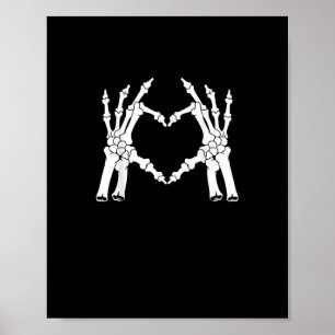 Halloween-Skelett-Herz-Hand-Minimal-Look Poster