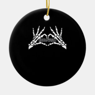 Halloween-Skelett-Herz-Hände Retro-Stil Keramik Ornament