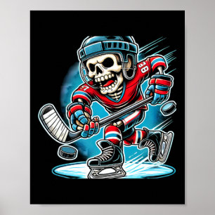 Halloween Skelett Hockey Poster