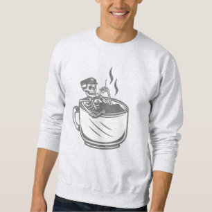 Halloween-Skelett-Kaffeetasse vintage retro Sweatshirt