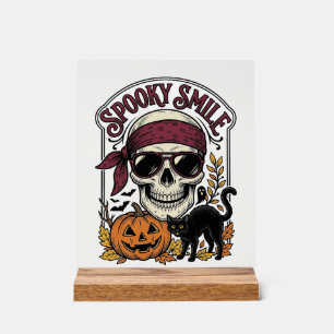 Halloween-Skelett-Katze Vintage-Kürbis-Grafik_1 Acrylschild