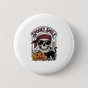 Halloween-Skelett-Katze Vintage-Kürbis-Grafik_1 Button