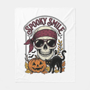 Halloween-Skelett-Katze Vintage-Kürbis-Grafik_1 Fleecedecke