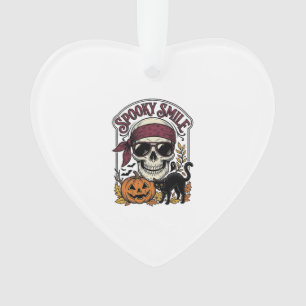 Halloween-Skelett-Katze Vintage-Kürbis-Grafik_1 Ornament