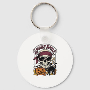 Halloween-Skelett-Katze Vintage-Kürbis-Grafik_1 Schlüsselanhänger
