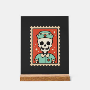 Halloween-Skelett-Krankenschwester-Stempel-Design_ Acrylschild