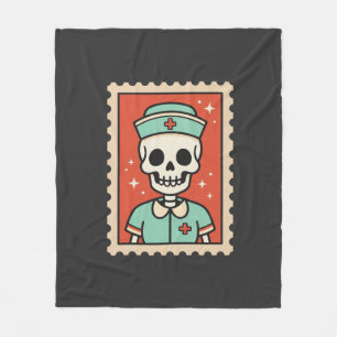 Halloween-Skelett-Krankenschwester-Stempel-Design_ Fleecedecke