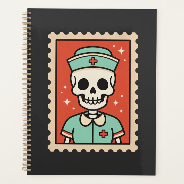 Halloween-Skelett-Krankenschwester-Stempel-Design_ Planer (Vorderseite)