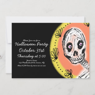 Halloween-Skelett-Kunstparty Einladung
