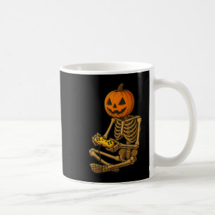 Halloween-Skelett-Kürbis-Gamer-Video-Gaming-Männer Kaffeetasse