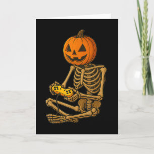 Halloween-Skelett-Kürbis-Gamer-Video-Gaming-Männer Karte