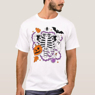 Halloween-Skelett-Kürbis-Gotisch-Gruselig-Dunkel T-Shirt