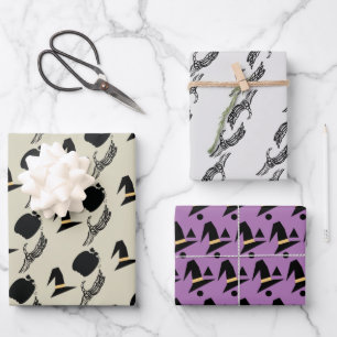 Halloween-Skelett-Kürbis-Hexen-Muster Geschenkpapier Set