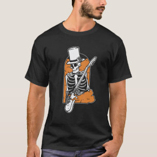Halloween-Skelett-Kürbis-Musik für Gitarrenspieler T-Shirt