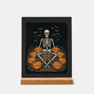 Halloween-Skelett-Kürbis Vintage Retro Design_1 Acrylschild