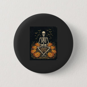 Halloween-Skelett-Kürbis-Vintage-Retro-Design_1 Button