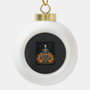 Halloween-Skelett-Kürbis Vintage Retro Design_1 Keramik Kugel-Ornament