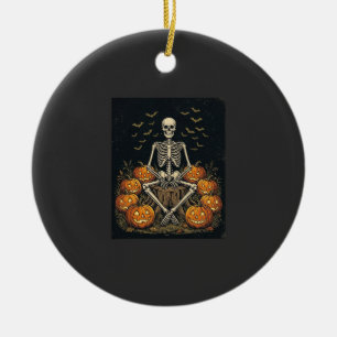 Halloween-Skelett-Kürbis-Vintage-Retro-Design_1 Keramik Ornament