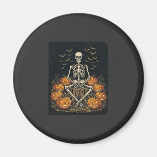 Halloween-Skelett-Kürbis-Vintage-Retro-Design_1 Magnet