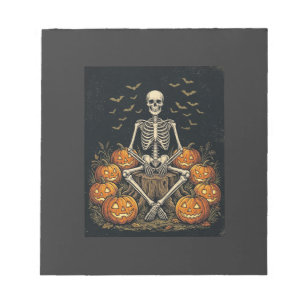 Halloween-Skelett-Kürbis Vintage Retro Design_1 Notizblock