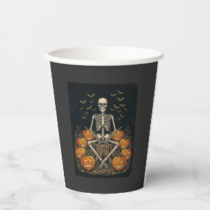 Halloween-Skelett-Kürbis-Vintage-Retro-Design_1 Pappbecher