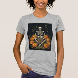 Halloween-Skelett-Kürbis-Vintage-Retro-Design_1 T-Shirt