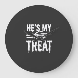 Halloween-Skelett-Leckerei-Typografie-Design Große Wanduhr
