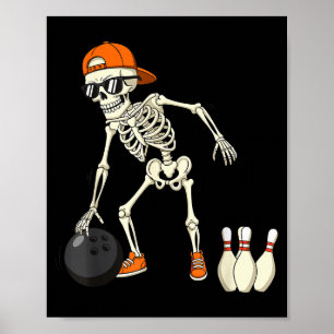 Halloween-Skelett Lustige Bowling-Fans für Teenage Poster