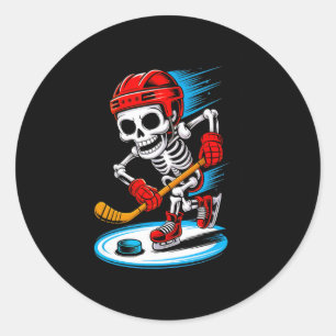 Halloween-Skelett Lustiges Hockey-Shirt für Teenag Runder Aufkleber