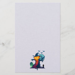 Halloween-Skelett mit Fledermauskeule Briefpapier