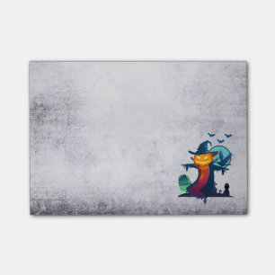 Halloween-Skelett mit Fledermauskeule Post-it Klebezettel