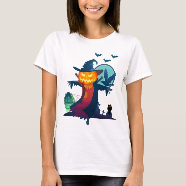 Halloween-Skelett mit Fledermauskeule T-Shirt (Vorderseite)