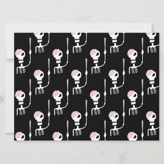 Halloween-Skelett mit Schwert Einladung (Vorderseite)
