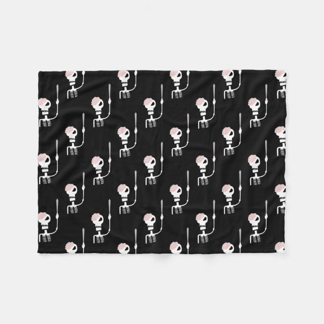 Halloween-Skelett mit Schwert Fleecedecke (Vorderseite (Horizontal))