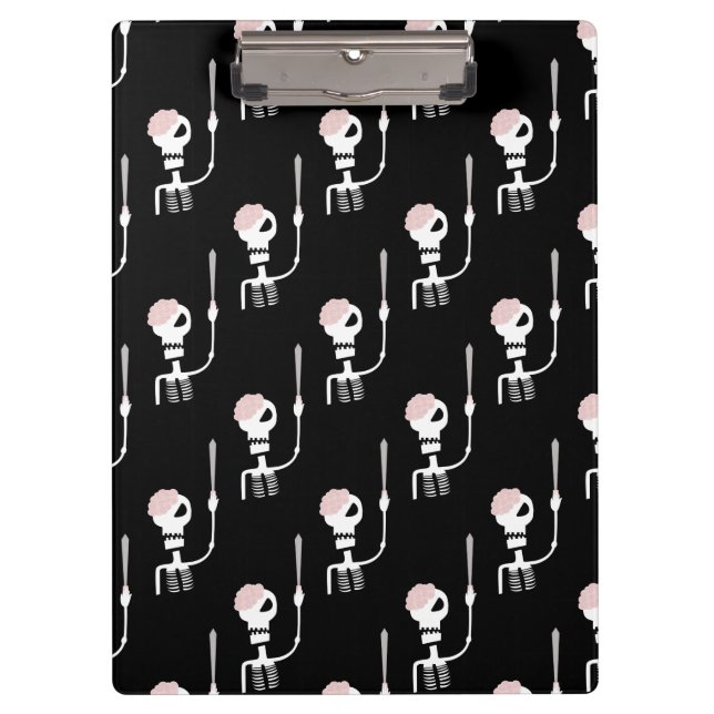 Halloween-Skelett mit Schwert Klemmbrett (Vorderseite)